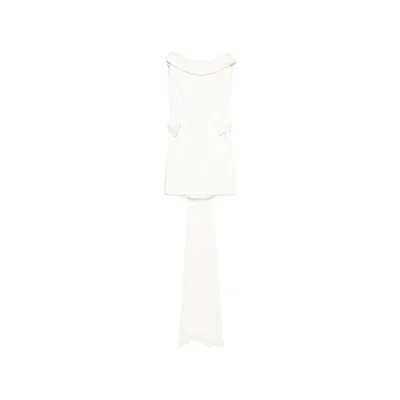 New Arrivals Daphne Bow-detail Train Mini Dress In White