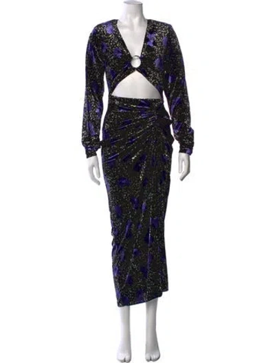Pre-owned New Arrivals Floral Print Long Dress In Black