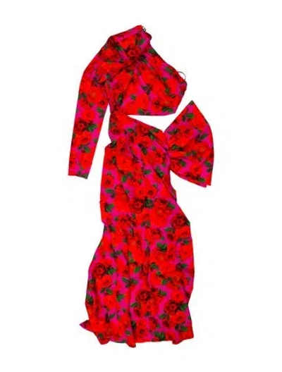 Pre-owned New Arrivals Floral Print Long Dress In Orange