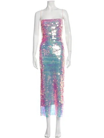 Pre-owned New Arrivals Floral Print Midi Length Dress In Pink