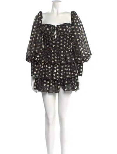 Pre-owned New Arrivals Floral Print Mini Dress In Black