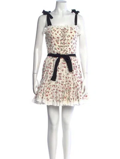 Pre-owned New Arrivals Floral Print Mini Dress In Neutrals/white