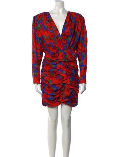 Pre-owned New Arrivals Floral Print Mini Dress In Red