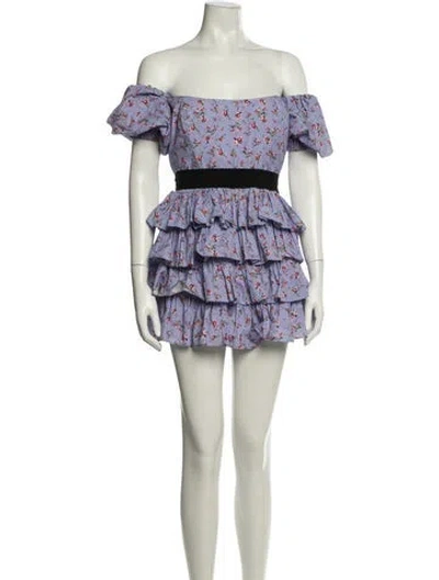 Pre-owned New Arrivals Floral Print Mini Dress W/ Tags In Purple