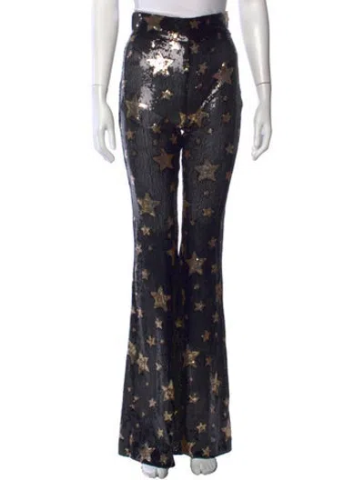 Pre-owned New Arrivals Graphic Print Flared Pants In Black