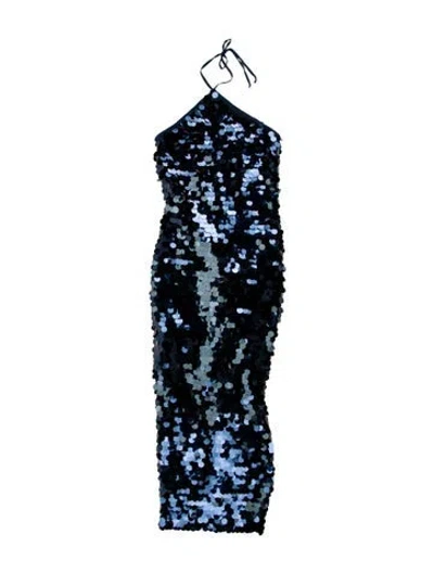 Pre-owned New Arrivals Halterneck Long Dress In Blue