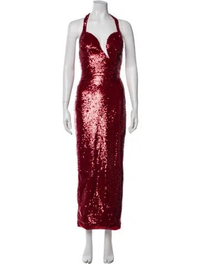 Pre-owned New Arrivals Halterneck Long Dress In Red