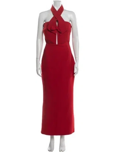 Pre-owned New Arrivals Halterneck Long Dress In Red