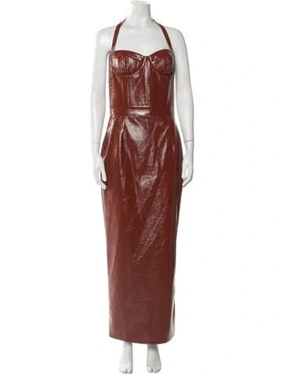 Pre-owned New Arrivals Halterneck Long Dress W/ Tags In Brown