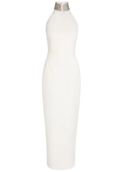 New Arrivals Hemingway Crystal-embellished Crepe Maxi Dress In White