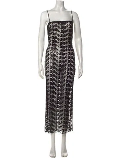 Pre-owned New Arrivals Lace Pattern Long Dress In Black