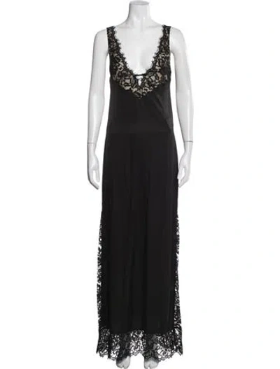 Pre-owned New Arrivals Lace Pattern Long Dress In Black