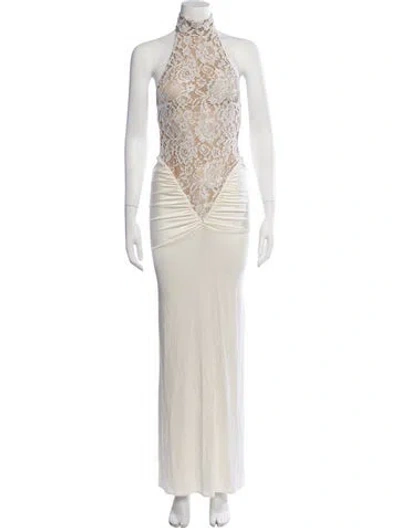 Pre-owned New Arrivals Lace Pattern Long Dress W/ Tags In Neutrals
