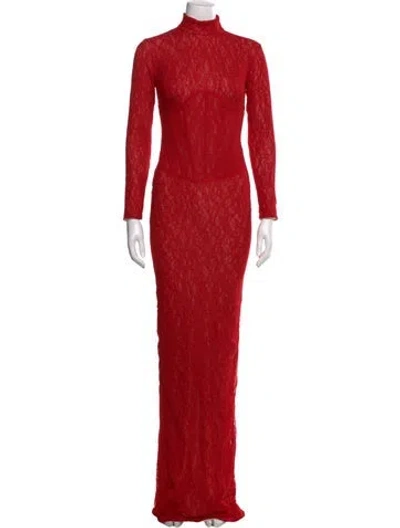 Pre-owned New Arrivals Lace Pattern Long Dress W/ Tags In Red
