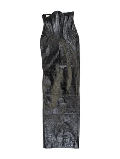 Pre-owned New Arrivals Lamb Leather Long Dress In Black