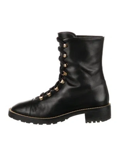 Pre-owned New Arrivals Leather Combat Boots In Black