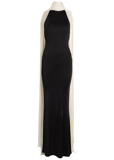 New Arrivals Leia Scarf-effect Stretch-jersey Maxi Dress In Black