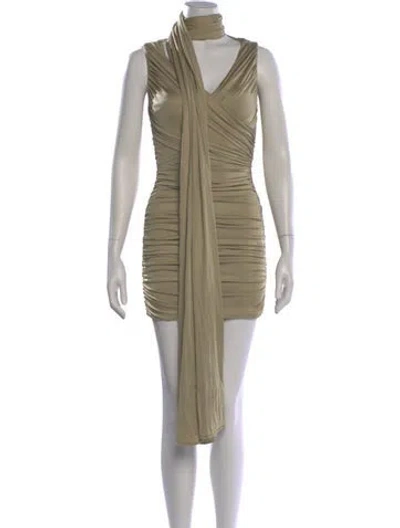 Pre-owned New Arrivals Mock Neck Mini Dress In Neutral