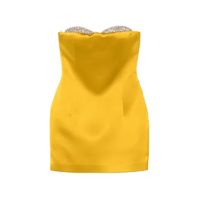 New Arrivals Noelie Crystal-embellished Strapless Dress In Yellow