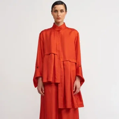 New Arrivals Nu Red Pleated Shirt
