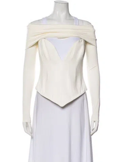 Pre-owned New Arrivals Off-the-shoulder Long Sleeve Top In Neutral