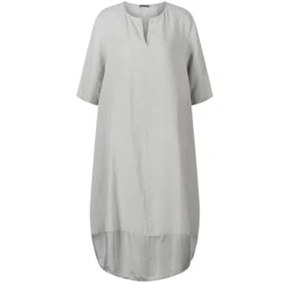New Arrivals Oska Linen Dress With Satin Hem In Grey