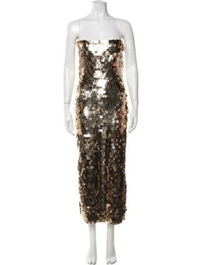 Pre-owned New Arrivals Patterned Long Dress W/ Tags In Gold