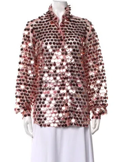 Pre-owned New Arrivals Patterned Long Sleeve Top In Pink