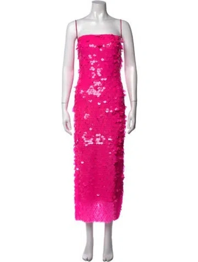 Pre-owned New Arrivals Patterned Midi Length Dress In Pink