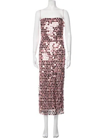 Pre-owned New Arrivals Patterned Midi Length Dress In Pink