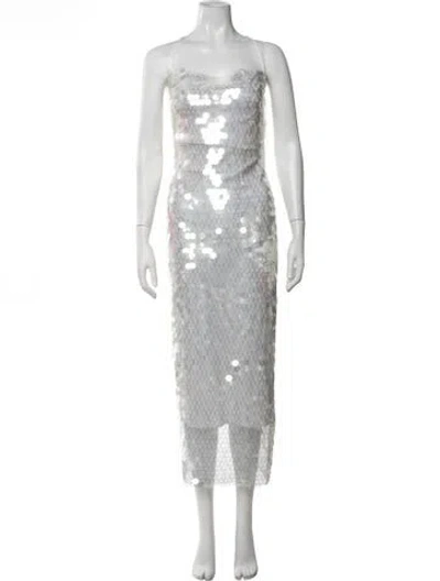 Pre-owned New Arrivals Patterned Midi Length Dress W/ Tags In White