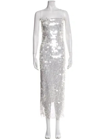 Pre-owned New Arrivals Patterned Midi Length Dress In White