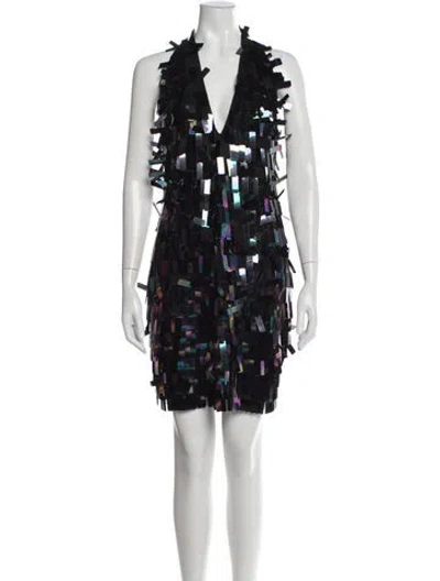 Pre-owned New Arrivals Patterned Mini Dress In Black