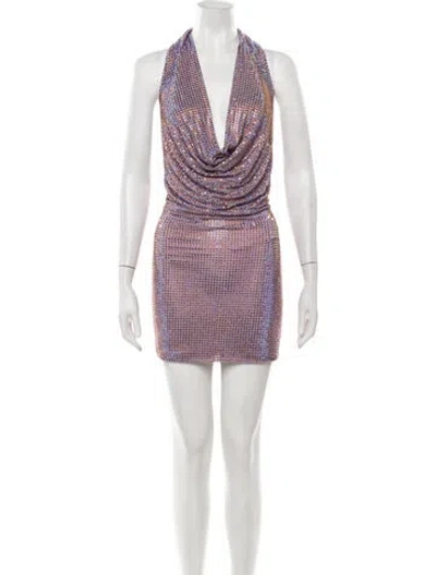Pre-owned New Arrivals Patterned Mini Dress In Purple