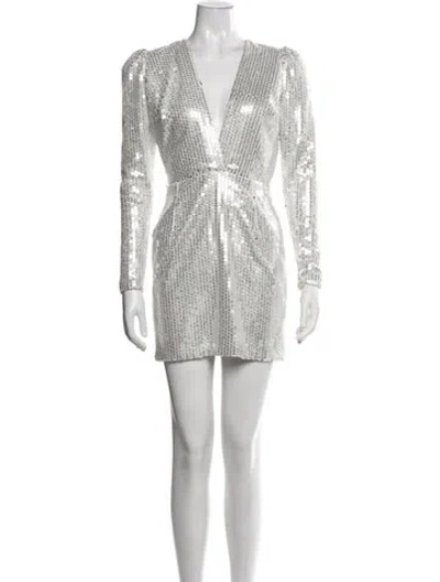 Pre-owned New Arrivals Patterned Mini Dress In Silver