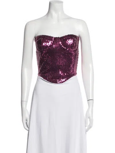 Pre-owned New Arrivals Patterned Strapless Crop Top W/ Tags In Pink