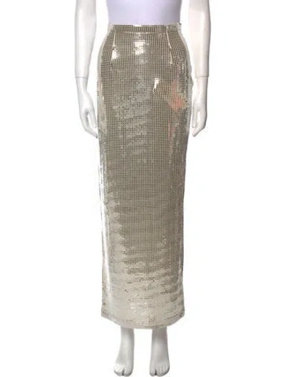 Pre-owned New Arrivals Plaid Print Long Skirt In Neutral