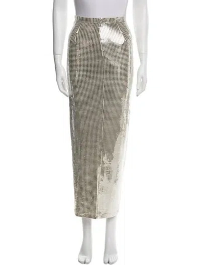 Pre-owned New Arrivals Plaid Print Midi Length Skirt In White