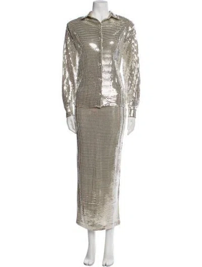 Pre-owned New Arrivals Plaid Print Skirt Set In Neutral