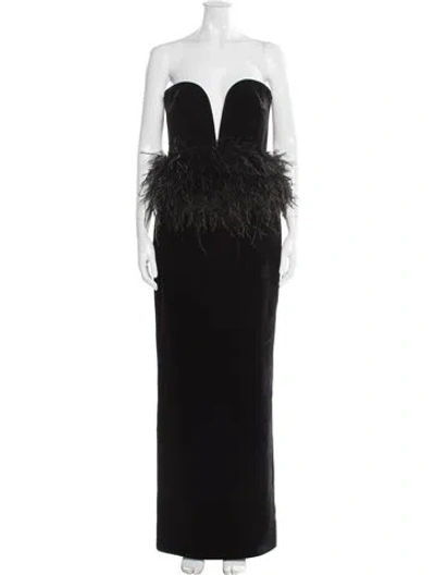 Pre-owned New Arrivals Plunge Neckline Long Dress In Black