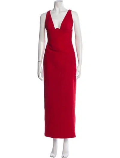 Pre-owned New Arrivals Plunge Neckline Long Dress W/ Tags In Red