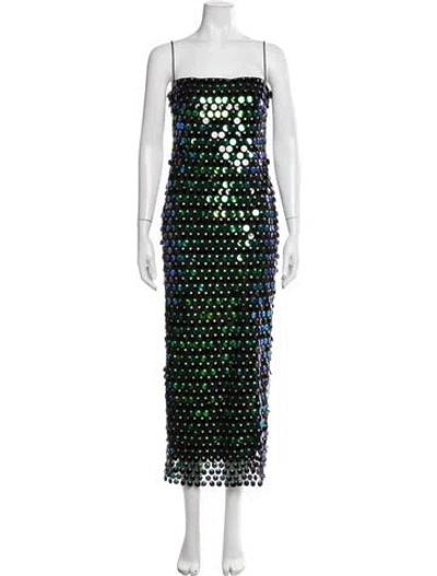 Pre-owned New Arrivals Printed Long Dress In Black/metallic