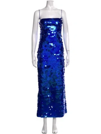 Pre-owned New Arrivals Printed Long Dress In Blue/metallic