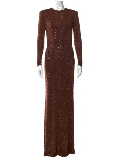 Pre-owned New Arrivals Printed Long Dress In Brown