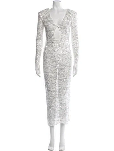 Pre-owned New Arrivals Printed Long Dress In White