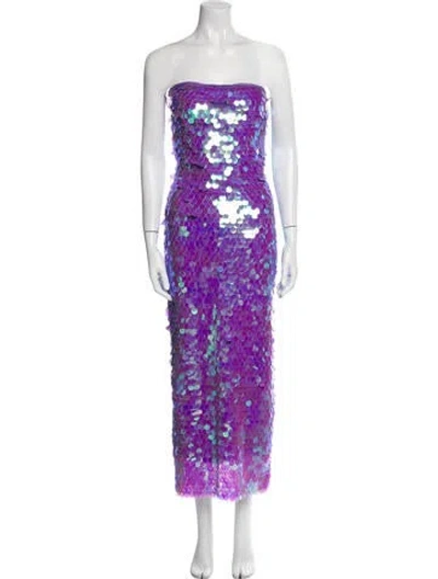 Pre-owned New Arrivals Printed Midi Length Dress In Purple