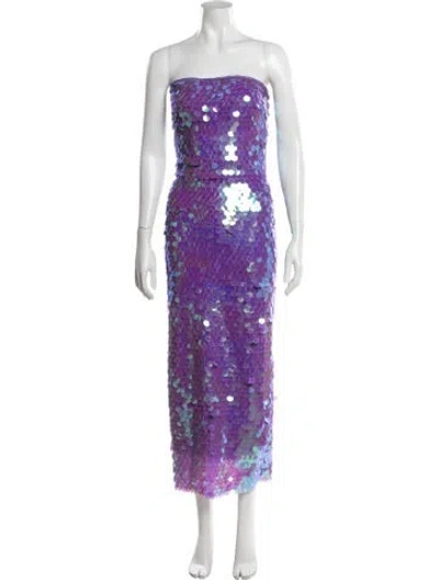 Pre-owned New Arrivals Printed Midi Length Dress In Purple