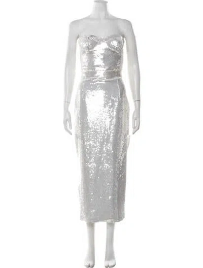 Pre-owned New Arrivals Printed Midi Length Dress W/ Tags In Silver