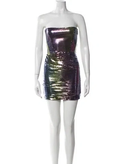 Pre-owned New Arrivals Printed Mini Dress In Blue