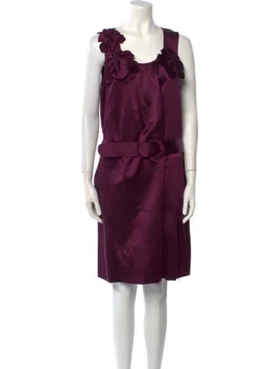 Pre-owned New Arrivals Satin Knee-length Dress In Purple